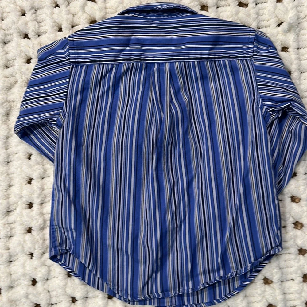 Ralph Lauren Boys blue and white stripe shirt 24 months nwot